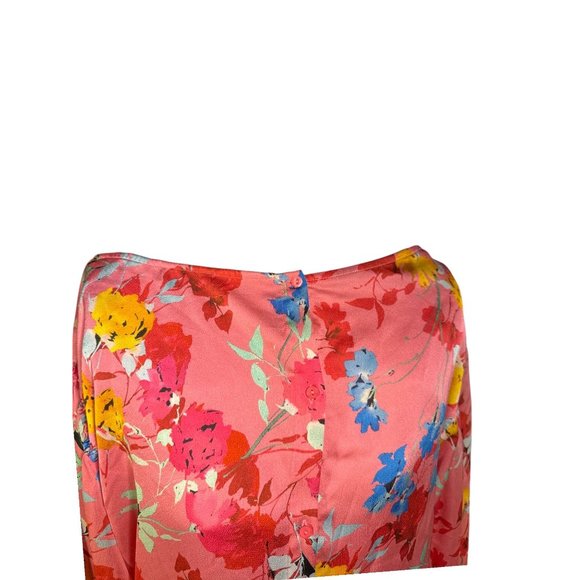 Floral Zara Basic Pink Long Sleeve Blouse With Button Back & Elastic Cuffs XS - Picture 5 of 8